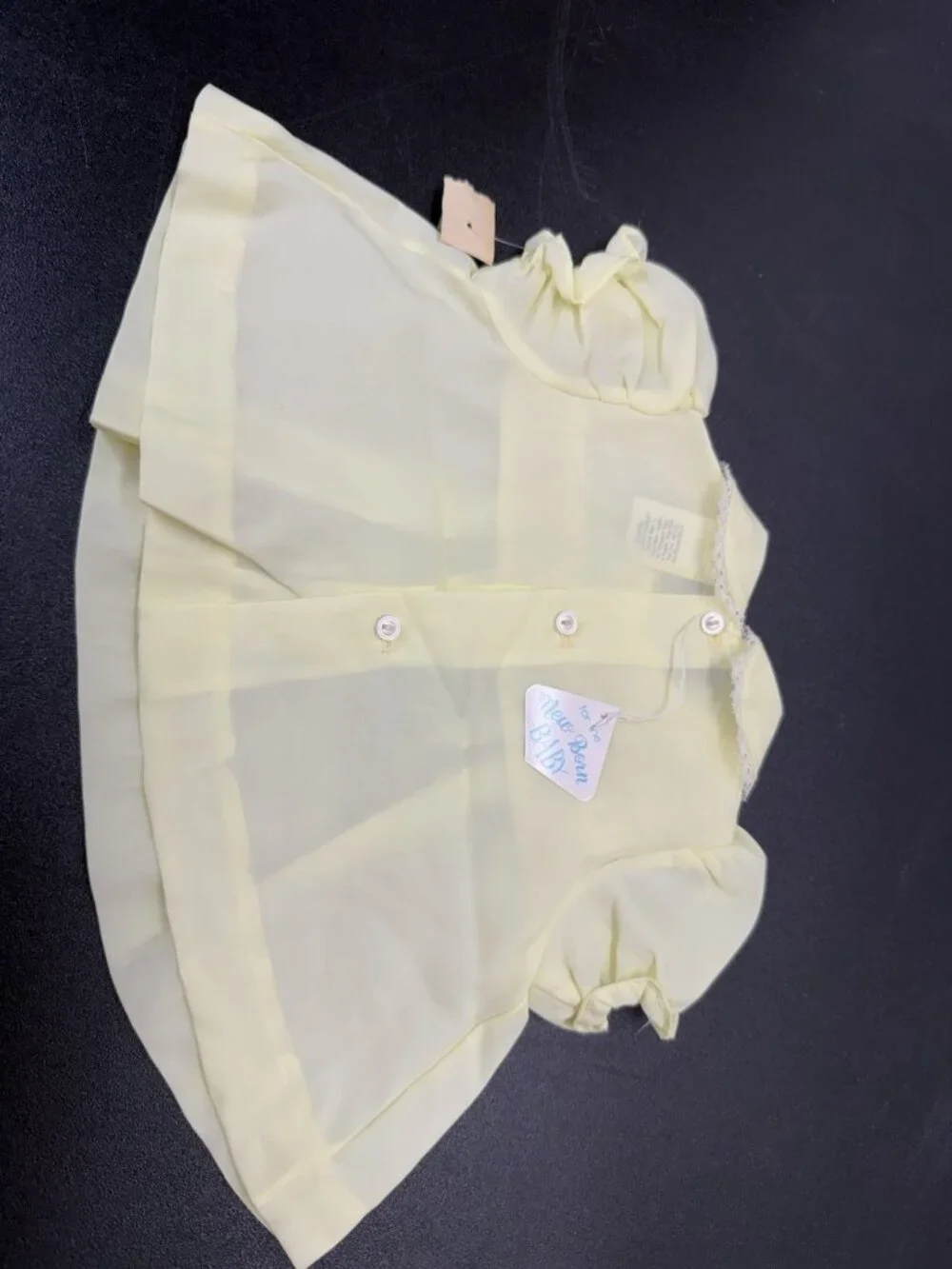 Vintage Yellow Baby Dress Orange Flowers Lace Handi-Panti Diaper Cover New Born